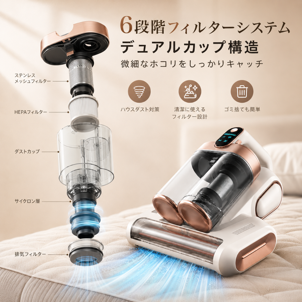 MELIA™ UV除菌ダニクリーナー — 強力吸引・ダニ除去ベッド掃除機
