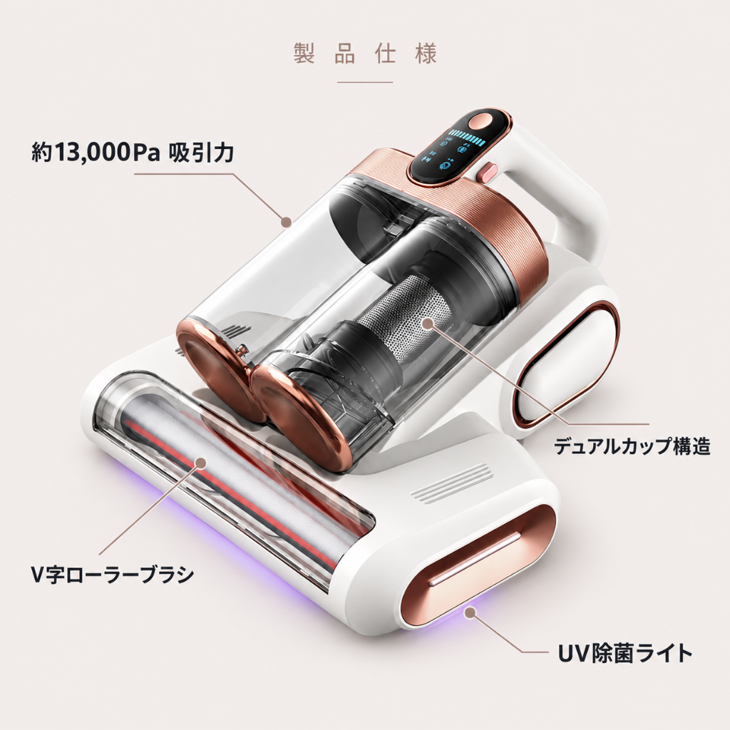 MELIA™ UV除菌ダニクリーナー強力吸引・ダニ除去ベッド掃除機