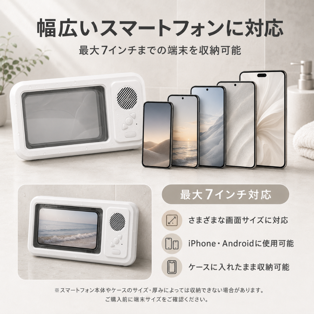 MELIA™ お風呂スマホシアター — IPX5防水・Bluetoothスピーカー搭載タッチ操作スマホホルダー
